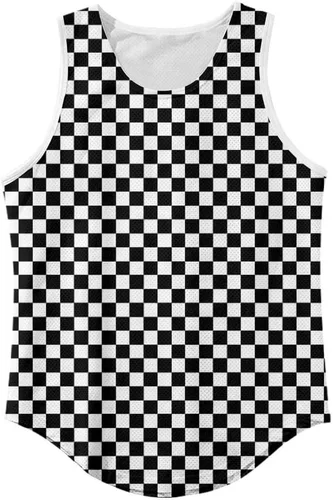 Vista 5 de Camisetas sin mangas con patrón a cuadros, estilo patinador, surfista, casual, entrenamiento, al aire libre, gimnasio, camisetas musculares