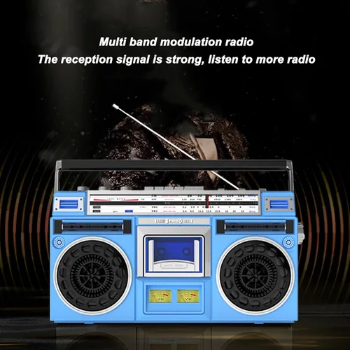 Vista 2 de Reproductor de cinta de casete portátil - Reproductor de casete retro, FM MW SW1 SW2 Radio estéreo, grabadora de reproductor de cinta de casete