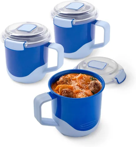 Vista 10 de Rubbermaid Pack & Go - Juego para microondas con dos recipientes de 1.35 L con inserto divisor y dos recipientes redondos de 12.2 fl oz, recipientes