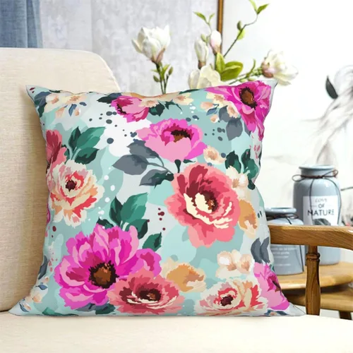 Vista 4 de Fundas de almohada de 20 x 20 pulgadas, fundas de almohada decorativas con flores moradas, fundas de cojín decorativas para sala, fundas de almohada