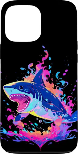 Vista 23 de iPhone 16 Colorful Shark, Spirit Animal, Multicolor Art, Case