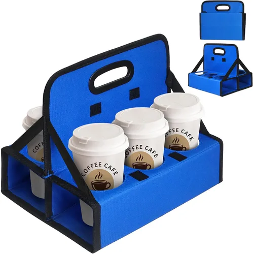 Vista 8 de Portabebidas portátil para 6 tazas, con asa, soporte plegable reutilizable para café, vino, latas, lleva de forma segura bebidas frías y calientes