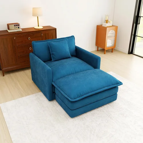 Vista 96 de Sofá Loveseat Grande en Beige y Blanco de 194.8 cm, Sofás Seccionales de 2 Plazas Grandes para Sala de Estar, Sofá Seccional Modular de Tela
