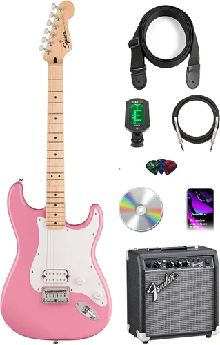 Vista 14 de Fender Squier Sonic Stratocaster HT H - Paquete Negro con Afinador, Correa, Púas y DVD de Guitarra Austin Bazaar Negro HT H