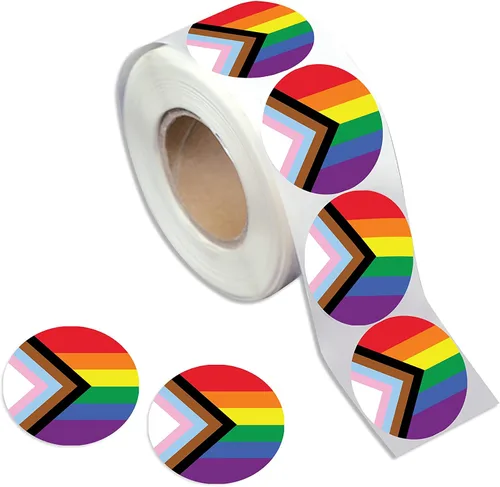 Vista 5 de 250 calcomanías de bandera rectangular de arcoíris de Daniel Quasar Progress Pride para homosexuales, lesbianas, transgénero, conciencia LGBTQ
