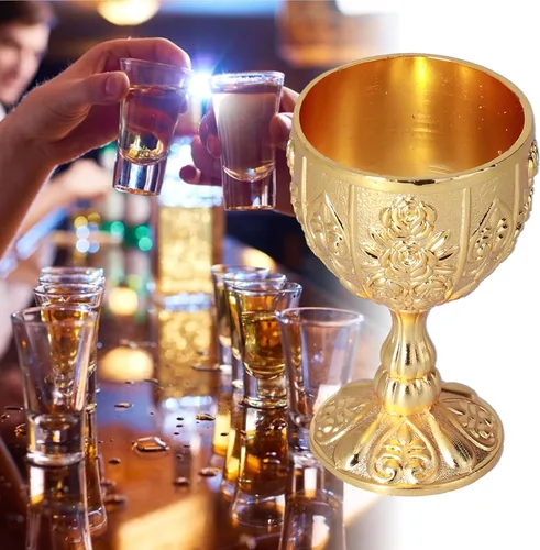 Vista 8 de Estink Copa de vino vintage, paquete de 2 copas de vino europeas de 1.7 x 2.7 pulgadas (1.0 fl oz), adornos retro para fiestas, bodas, viajes