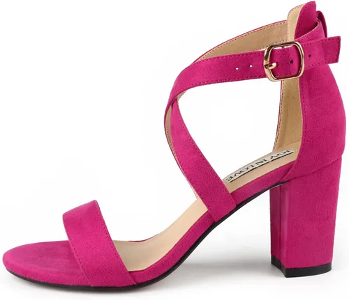 Vista 2 de JOY IN LOVE Sandalias de tacón bajo con correa de tobillo de 3 pulgadas para mujer