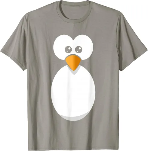 Vista 25 de Camiseta divertida con diseño de cara de pingüino o disfraz fácil, color negro, talla S