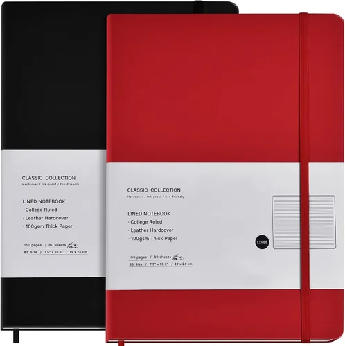 Vista 10 de Coopay Paquete de 2 cuadernos B5, cuadernos clásicos con rayas universitarias, de tapa dura, para oficina, hogar, escuela, negocios, escritura