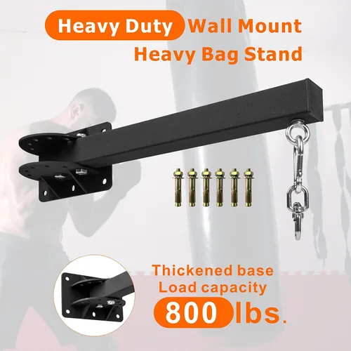 Vista 5 de Soporte de pared para colgar bolsas pesadas, colgador ajustable para bolsa de boxeo, 7 posiciones ajustables, soporte de pared para boxeo, Muay Thai