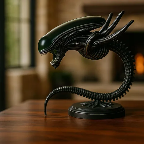 Vista 2 de Luz nocturna de monstruo espacial, lámpara de mesa de resina de película 3D, decoración LED de ciencia ficción, regalo personalizado hecho a mano #2