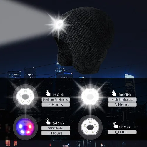 Vista 2 de Gorro Bluetooth con auriculares ligeros e inalámbricos, micrófono integrado y altavoces estéreo mejorados con música