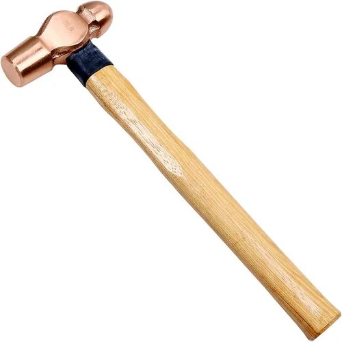 Vista 17 de WEDO Martillo de bola de cobre de 24 oz (1-1/2 libras), martillo de bola con mango de madera, longitud 325 mm (13"), forjado a presión, resistente a