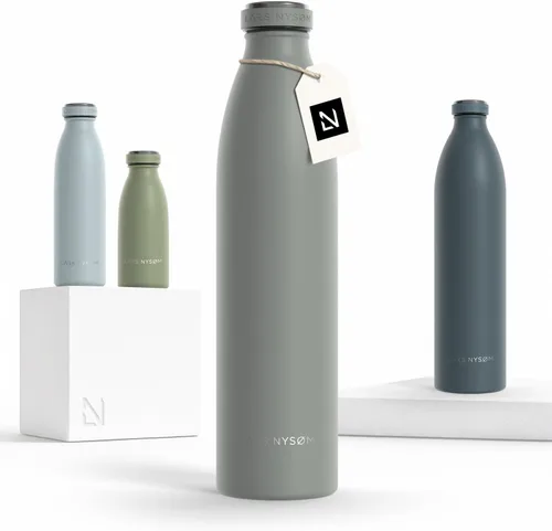 Vista 98 de LARS NYSØM Botella de agua aislada de acero inoxidable de 12 onzas, 17 onzas, 25 onzas, 34 onzas, 51 onzas, frasco térmico aislado para bebidas