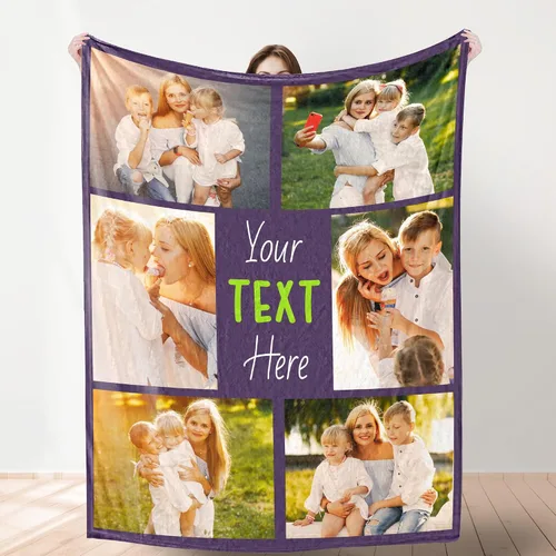 Vista 4 de YESCUSTOM Manta de fotos personalizada con 10 textos de fotos, fabricada en Estados Unidos, regalo para familiares, amigos, amantes para cumpleaños