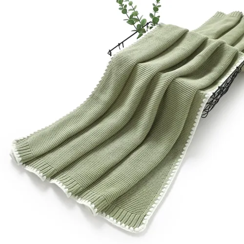 Vista 4 de mimixiong Manta de bebé 100% algodón tejida celular para niños y niñas, color verde, 40 x 30 pulgadas