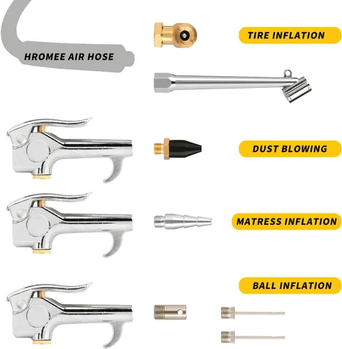 Vista 2 de Hromee Accesorios para Manguera de Aire 1/4 Pulgada NPT de Latón, Conector y Tapón de Conexión Rápida, Kit de Accesorios para Compresor de Aire