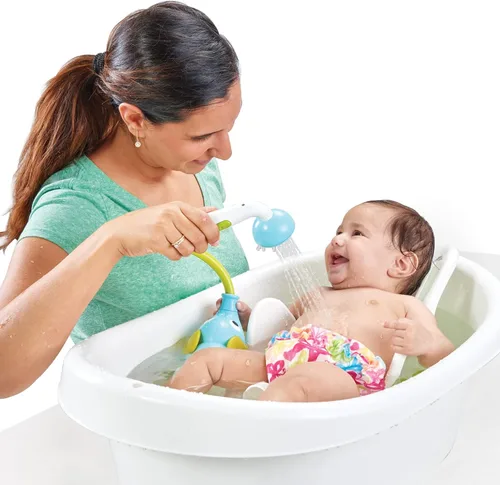 Vista 4 de Yookidoo - Cabezal de ducha para baño de bebé con forma de elefante y boquilla con forma de trompa - para bebés recién nacidos en tina o fregadero