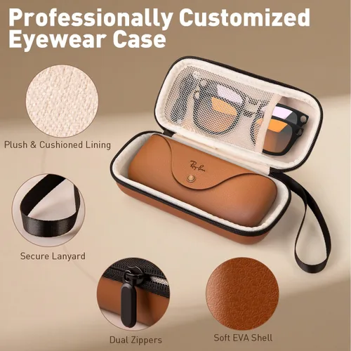 Vista 2 de Estuche rígido de transporte para gafas inteligentes Ray-Ban Meta, funda de transporte de viaje, compatible con modelos Wayfarer Skyler Headliner