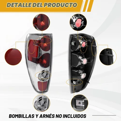 Vista 2 de Conjunto de luces traseras en par compatible con Chevrolet Colorado/GMC Canyon 2004-2012, repuesto de lámpara trasera de freno halógeno estilo OE