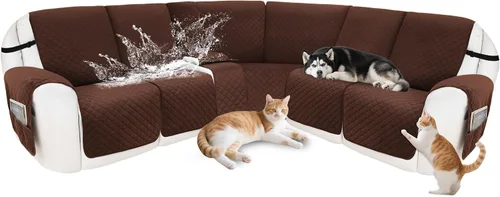 Vista 62 de Fundas para sofá modular reclinable, de terciopelo en forma de L, funda de consola central para perros y mascotas, lavable antideslizante, 1 funda
