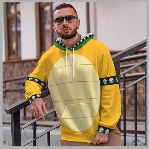 Vista 4 de Bowser Costume Adult - 3D Printed Full Zip Cosplay Hoodie