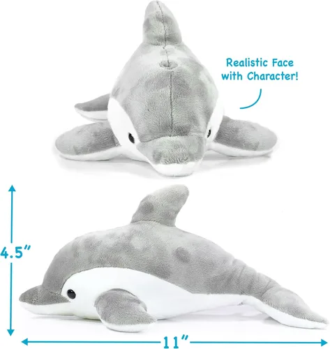 Vista 3 de TigerHart Dorian The Dolphin - Peluche de delfín de 11 pulgadas