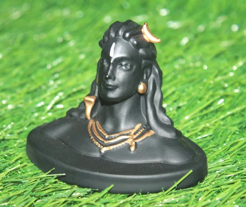 Vista 7 de Polyrasin India First Yogi Lord Adiyogi Shiva (Mahadev) Esculturas negras mate, estatua de ídolo, tablero de instrumentos del automóvil, decoración