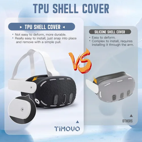 Vista 3 de TiMOVO Juego de accesorios de protección VR para Meta Quest 3, cubierta protectora de realidad virtual que incluye agarre para el controlador