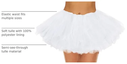 Vista 4 de American Trends Falda tutú de cintura elástica de 5 capas para mujer para Tutú blanco 01
