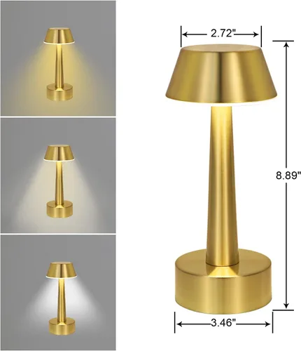 Vista 8 de UMEXUS Paquete de 2 Lámparas de Mesa Pequeñas Inalámbricas Recargables, LED a Batería Operadas por Tacto con Atenuación de 3 Colores, Lámparas