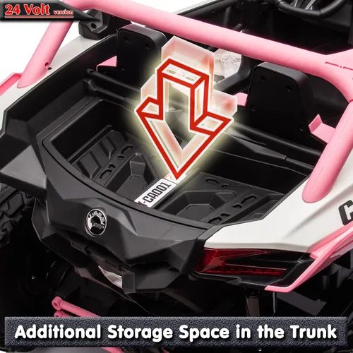 Vista 9 de 24V CAN-AM Maverick X3 con licencia de 2 plazas para niños UTV Rosa