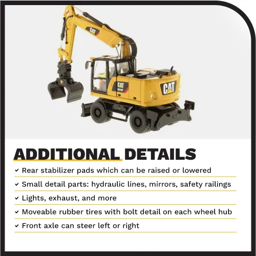 Vista 5 de Excavadora con ruedas Caterpillar M318F 1:50 - Serie High Line de Diecast Masters - 85508