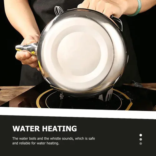 Vista 3 de Hervidor de té de acero inoxidable para estufa, hervidor de té clásico con base universal, hervidor de té para campamento, 3 L
