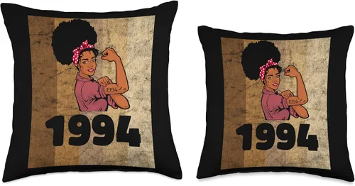 Vista 3 de Vintage 1994 Limited Edition 29th Birthday Afro Girls Women Throw Pillow