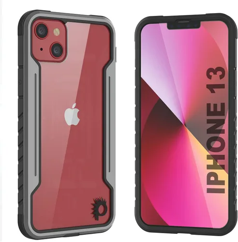 Vista 9 de Punkcase Diseñada para iPhone 13 [Armor Stealth Series] funda protectora de grado militar con marco de aluminio [parte trasera transparente] Máxima