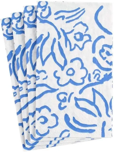 Vista 11 de Caspari Servilletas de cóctel de papel Matisse en color azul, 20 por paquete