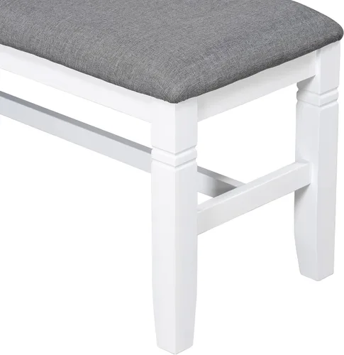 Vista 230 de Juego de mesa de comedor vintage de 6 piezas, juego de mesa de comedor de cocina de madera maciza con 4 sillas ergonómicas acolchadas y banco, mesa