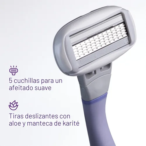 Vista 2 de Flamingo Cartuchos de repuesto originales para mujer, 6 unidades, maquinillas de afeitar de 5 hojas para mujer