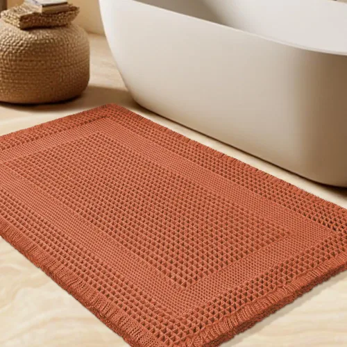 Vista 95 de Tapete de baño con diseño de gofre, moderno, bohemio, absorbente, antideslizante, ultrasuave, lavable a máquina, con letra de baño, dormitorio