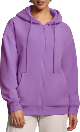 Vista 6 de THE GYM PEOPLE Sudaderas con capucha de forro polar de gran tamaño para mujer, con cremallera completa, abrigos con capucha para otoño