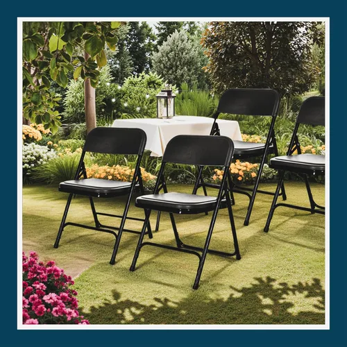 Vista 11 de OEF Furnishings OEF810 OEF800 Series Silla plegable de plástico ligero (asiento negro, marco negro, paquete de 4)