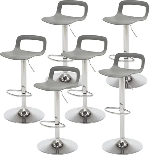 Vista 10 de NOBPEINT Taburete de bar giratorio ajustable con elevación de aire cromado contemporáneo, juego de 4, gris