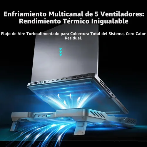 Vista 4 de IMMOENUC Almohadilla de refrigeración para laptop con 5 ventiladores y dispositivo Peltier Soporte de enfriador de panel semiconductor ultra