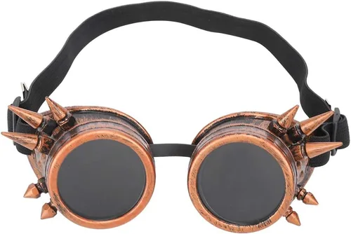 Vista 6 de aqxreight ABS Industrial Vintage Spiked Steampunk Gafas únicas Gafas de ciclismo Gafas de sol de doble capa resistente al viento Gafas de sol plata