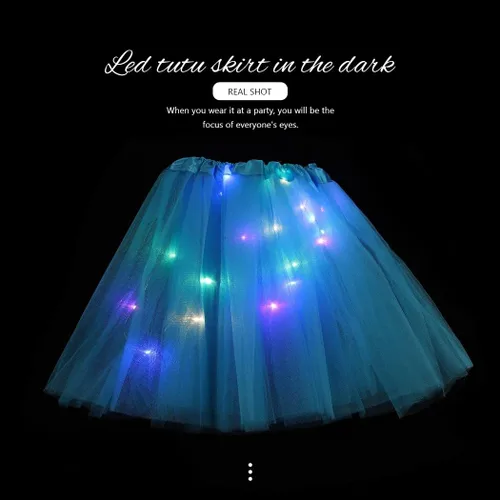 Vista 6 de REETAN Falda LED tutú con luces en capas, disfraz de tutú para mujeres y niñas