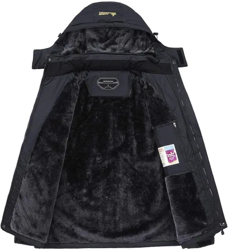 Vista 3 de MOERDENG - Chaqueta de esquí para mujer resistente al agua abrigo de invierno para nieve cortavientos de montaña con capucha