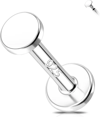 Vista 11 de Melighting Aretes de hélice de plata esterlina 925 para cartílago, roscados internamente, tragus, aretes de espalda plana, 6/0.315 in, piercing