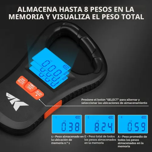 Vista 8 de KastKing ToughTide - Báscula de pesca con carga USB, capacidad de 65 libras, báscula digital ultrafina, pantalla LCD, mango ergonómico, básculas
