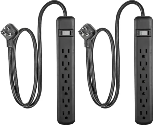 Vista 8 de GE - Barra multicontacto color blanco, 6 enchufes de protección contra sobretensiones, cable de extensión de 2.4 m, tira de alimentación, 800